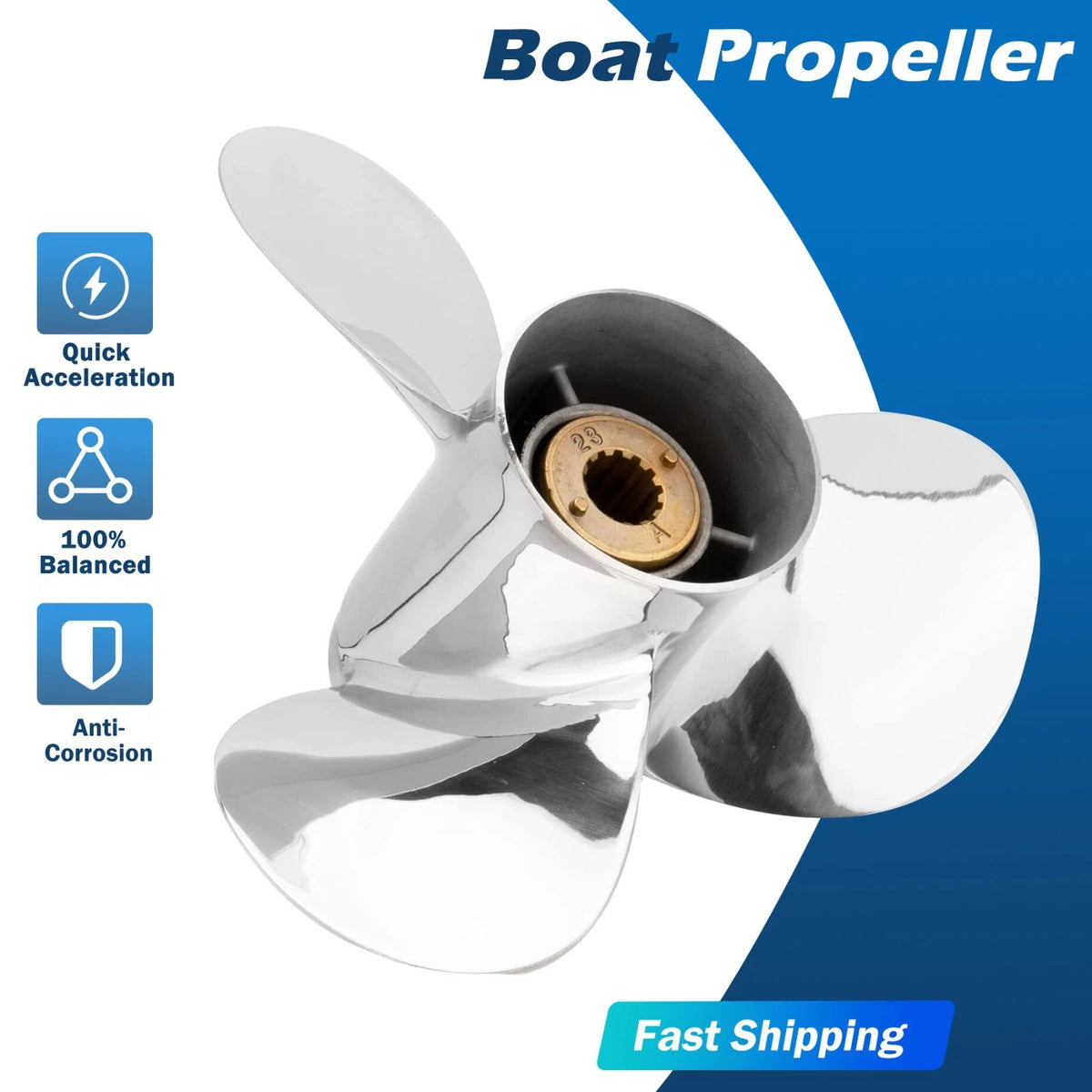10 1/2 X 15 Stainless Steel for Mercury Boat Propeller 40-60HP 13tooth,RH