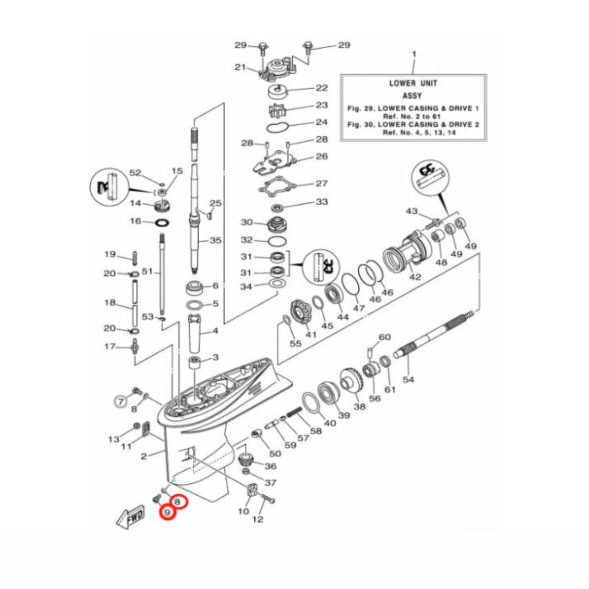 Set of 2 Magnetic Drain Screws & Gaskets for Yamaha (25HP–300HP) 688-45341-10 & 90430-08020