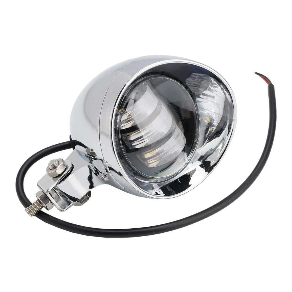 Beam Headlight Fog Lamp for Racer Bobber Chopper (Custom Chrome)