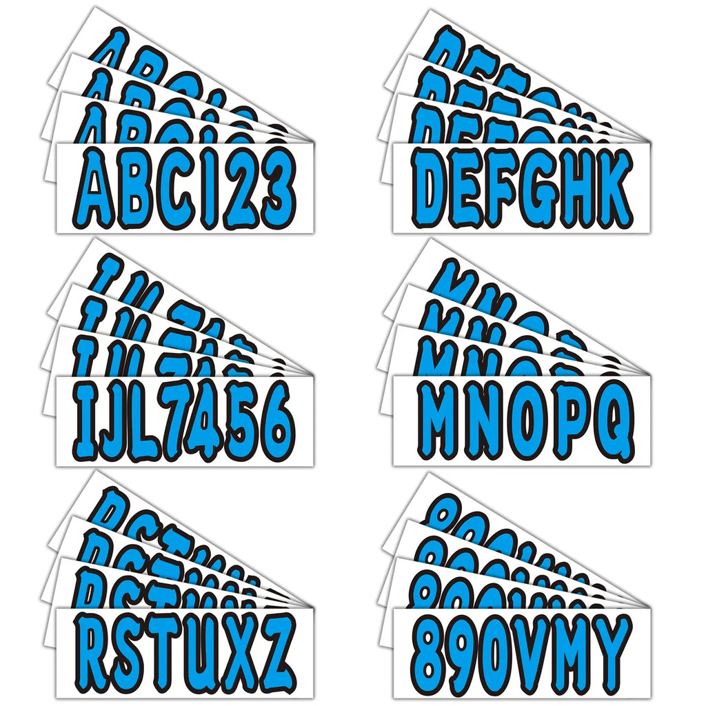 Set of 4 Boat Registration Decals A-Z & 0-9 Blue