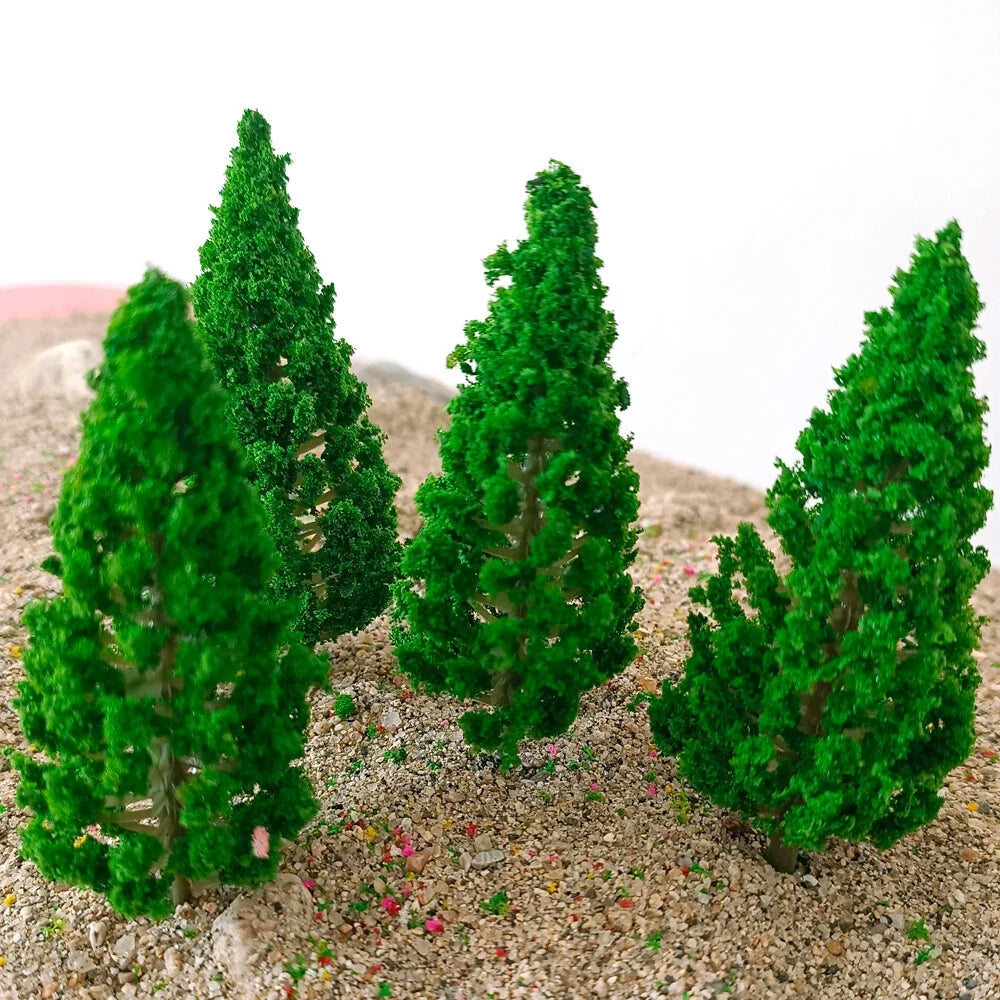 10Pcs 3.74" Pine Tree Landscape Scenery for Train Railroad (Model)