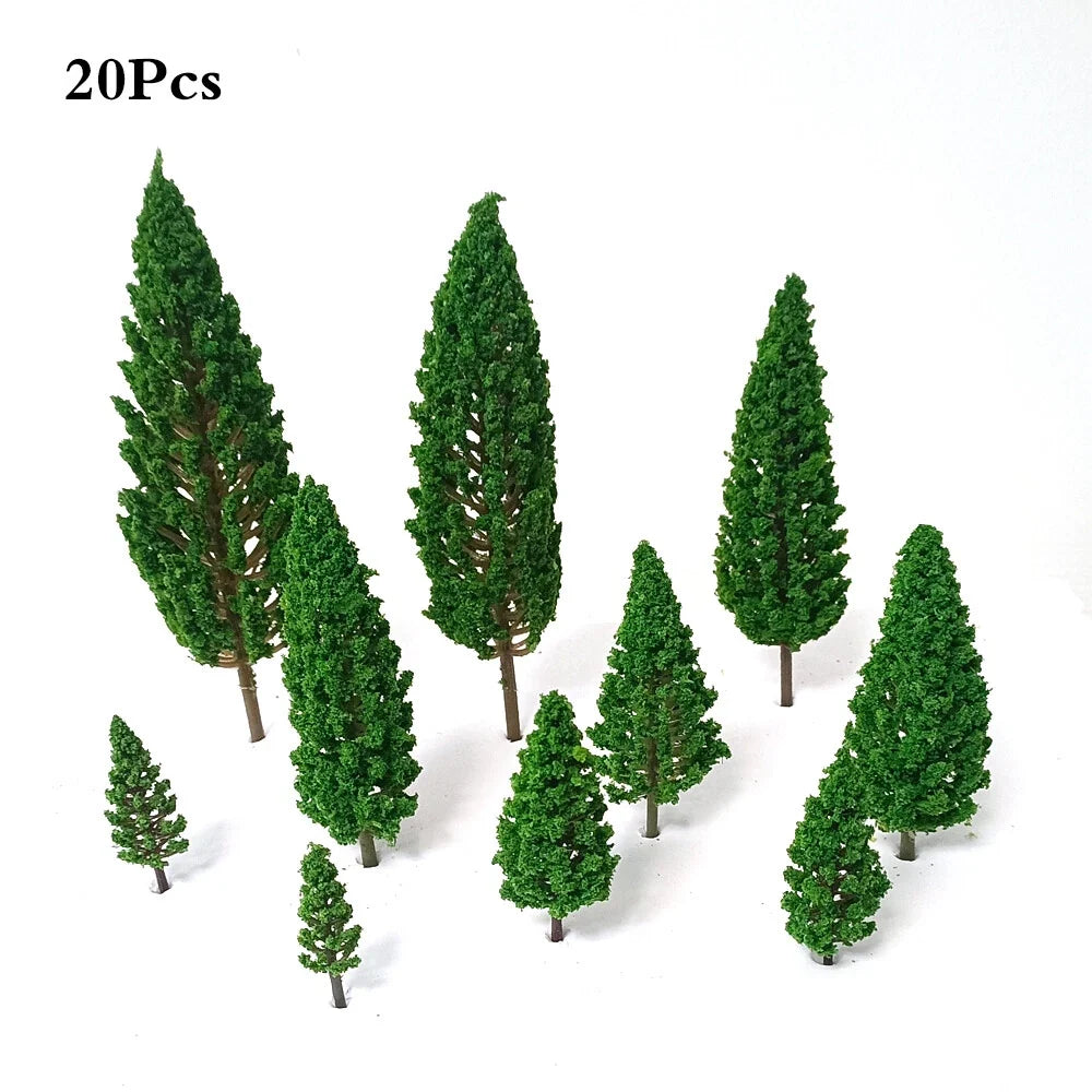20pcs Miniature Trees for Train Railroad Wargame Park Scenery