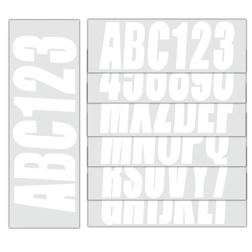 Set of 4 Custom Boat Registration Numbers Decal Stickers A-Z 0-9 White