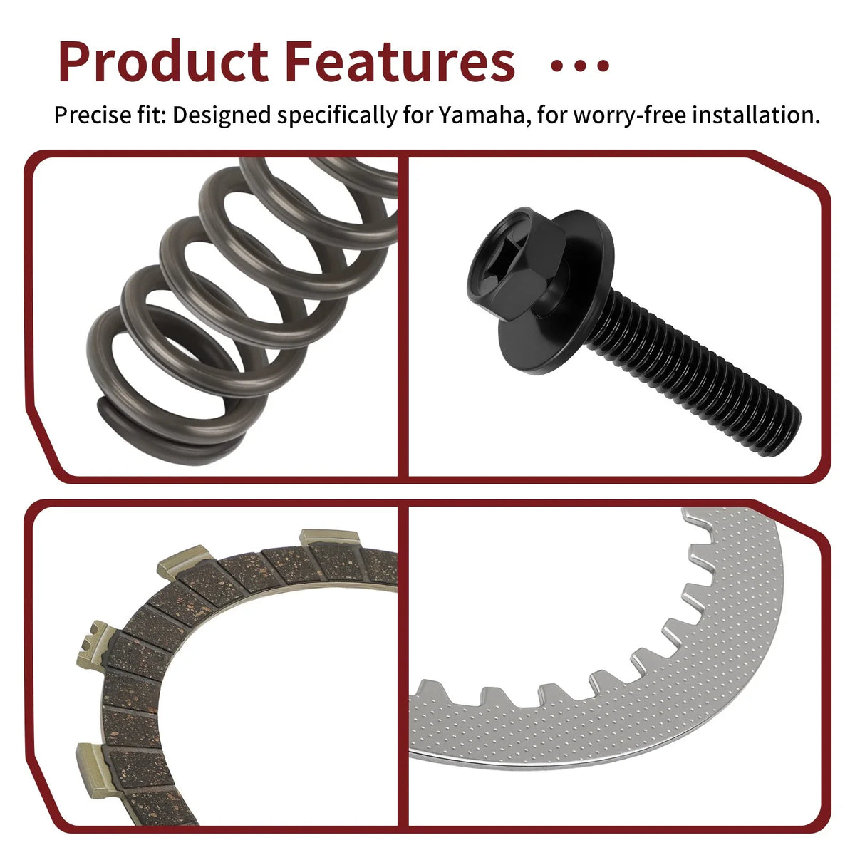 Heavy Duty Clutch Friction Steel Plates w/Spring Bolt for Yamaha YZ250 (2002–2024)
