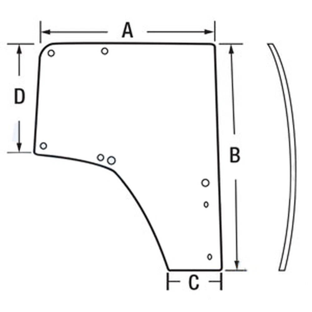 WN-L174377-PEX Glass, Door, RH Fits John Deere 7430 7330 7530 7130 7230 6230