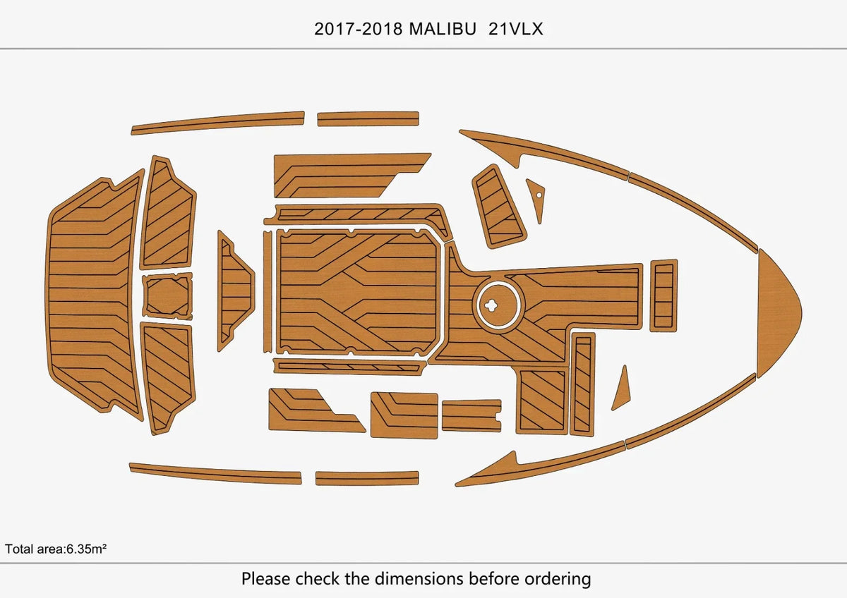 EVA Foam Teak Deck Floor Mats for Malibu 21 VLX (2017)