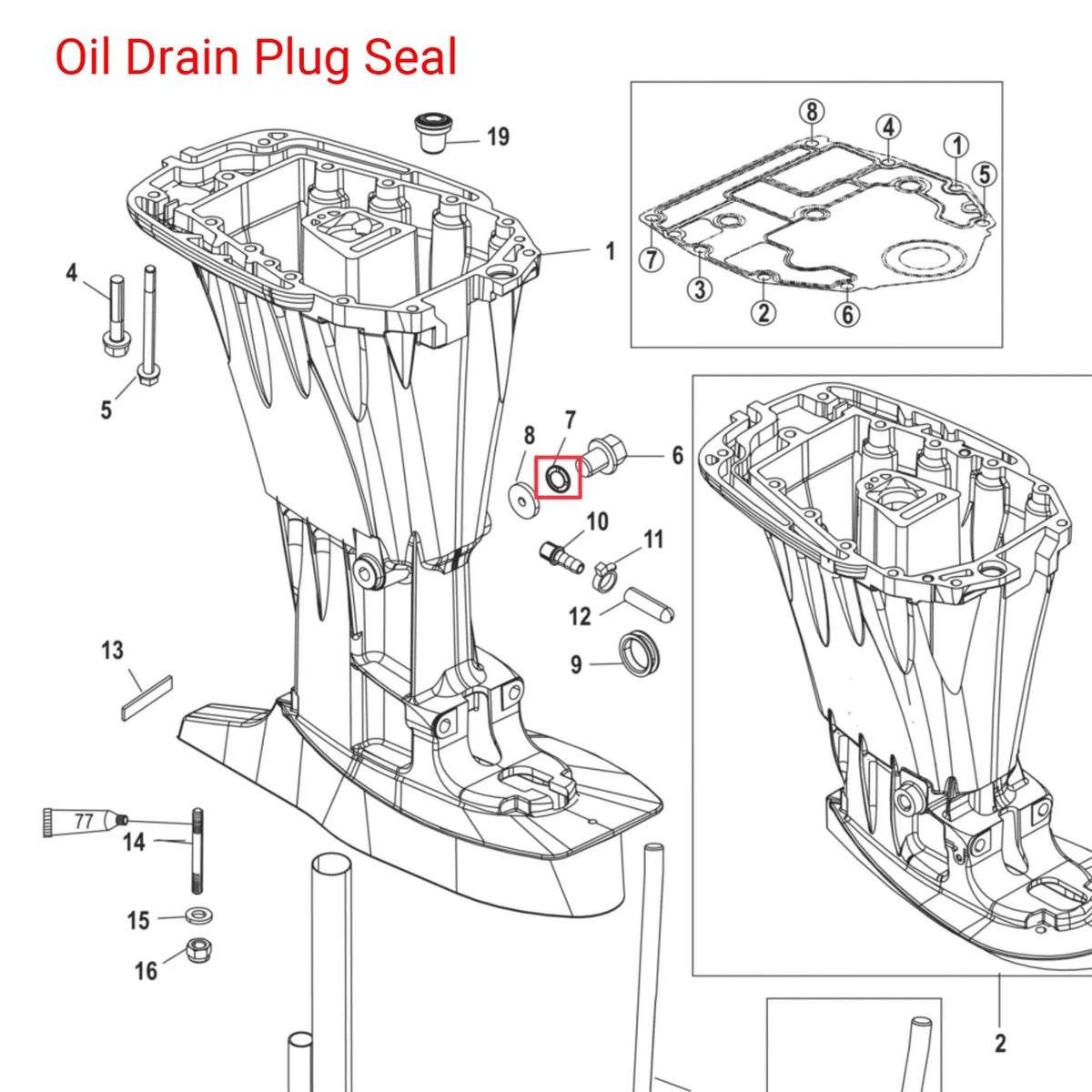 Drain Plug Seal & Gaskets for Mercury 4 Stroke 30-60 HP EFI (2000–2023) 8M0007119