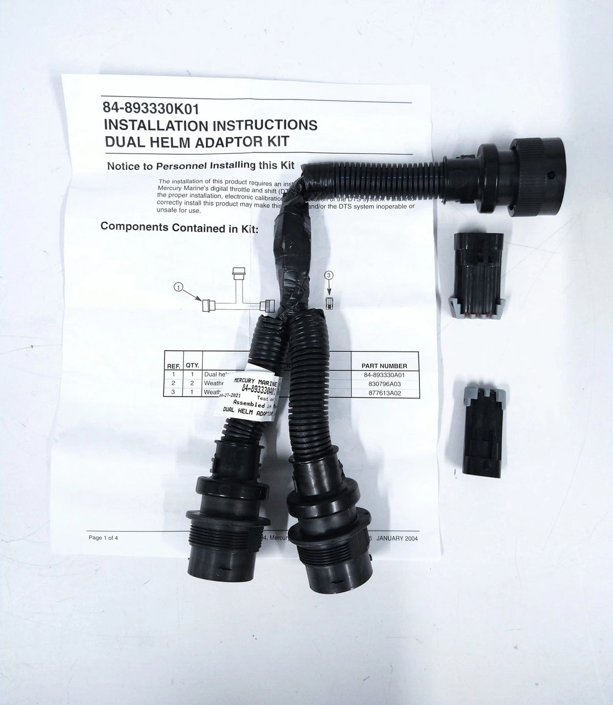 Mercury Marine 84-893330K01, Duel Helm Adapter Kit, OEM