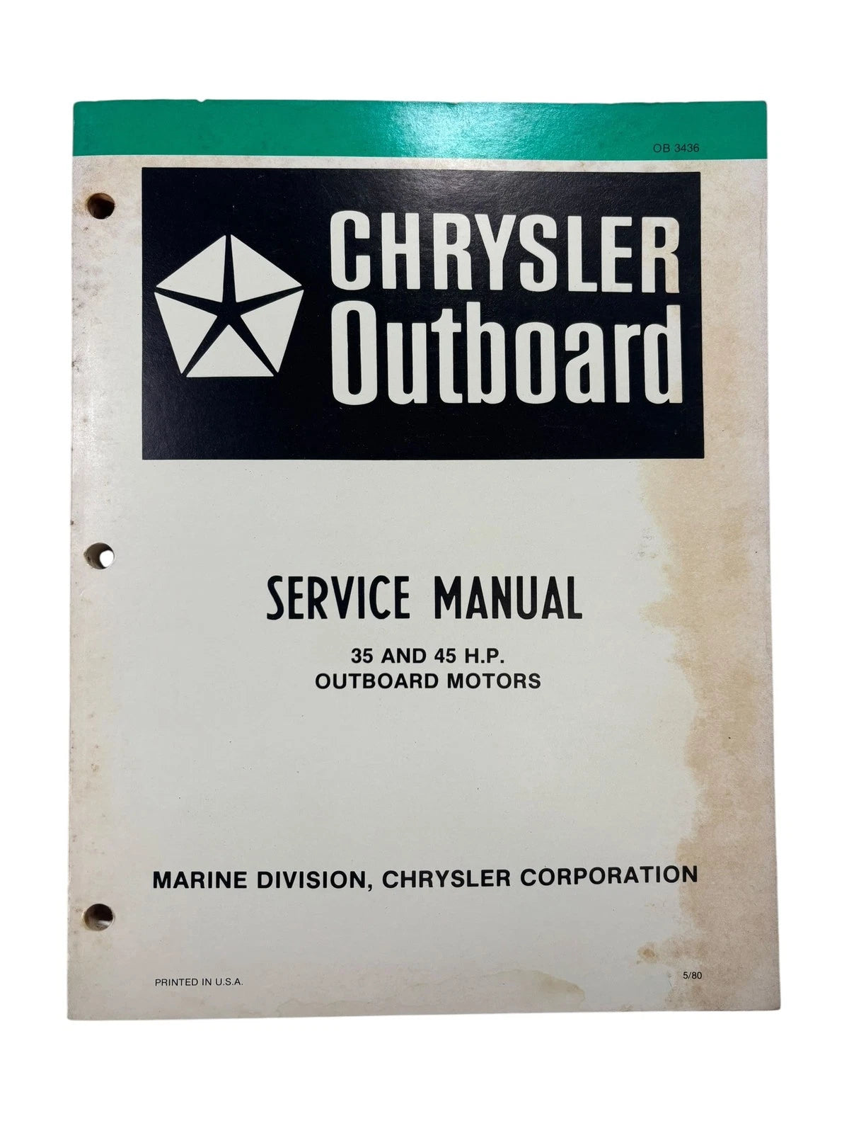 Chrysler Outboards OB3436, 35/45 HP Outboard Motors Service Manual