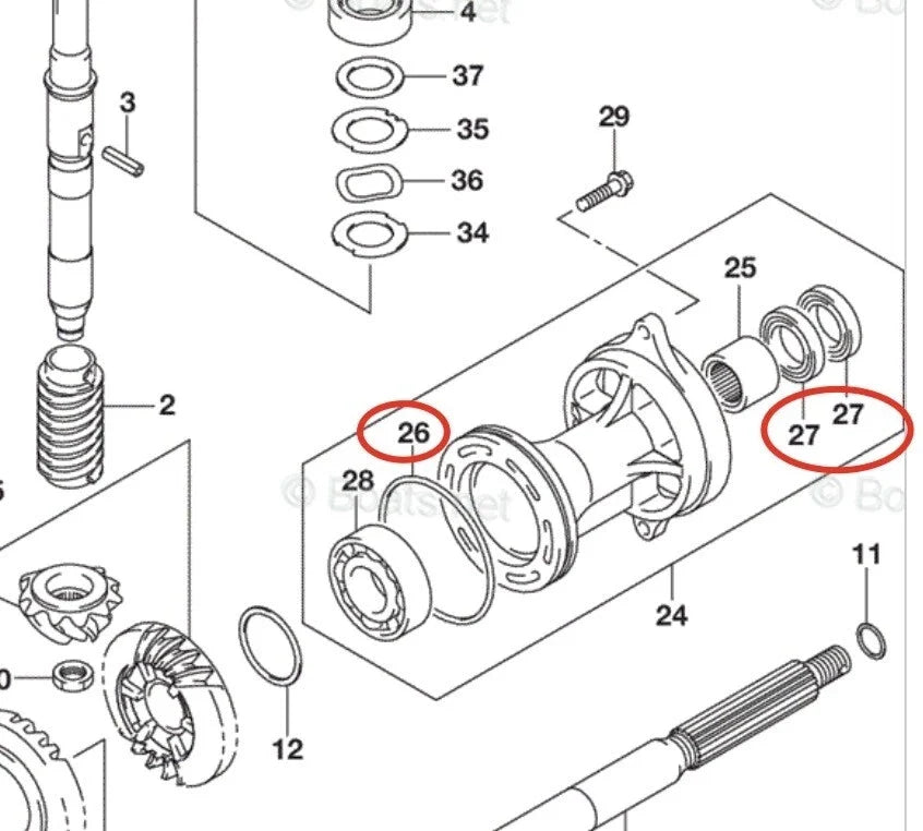 Lower Unit Oil Seal Set for Suzuki Marine 70HP 80HP 90HP (09282-25001, 09280-92004)
