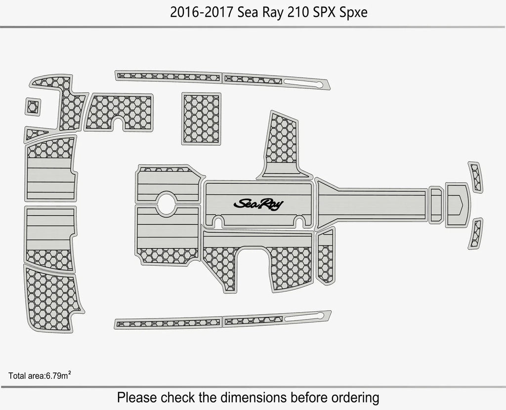 EVA Pad for Sea Ray 210 SPX SPXE (2017) - Teak Deck Foam Floor Mat