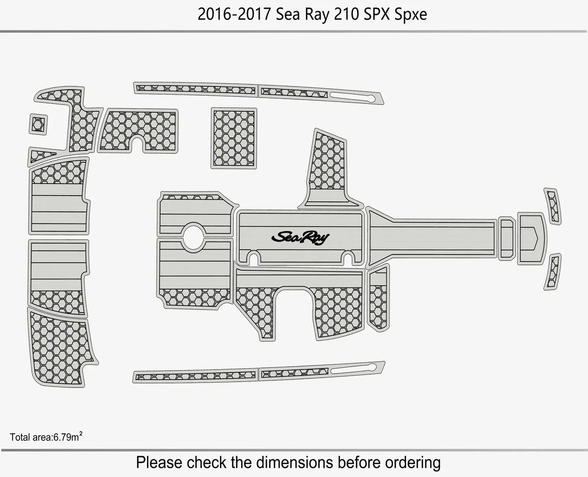 EVA Pad for Sea Ray 210 SPX SPXE (2017) - Teak Deck Foam Floor Mat