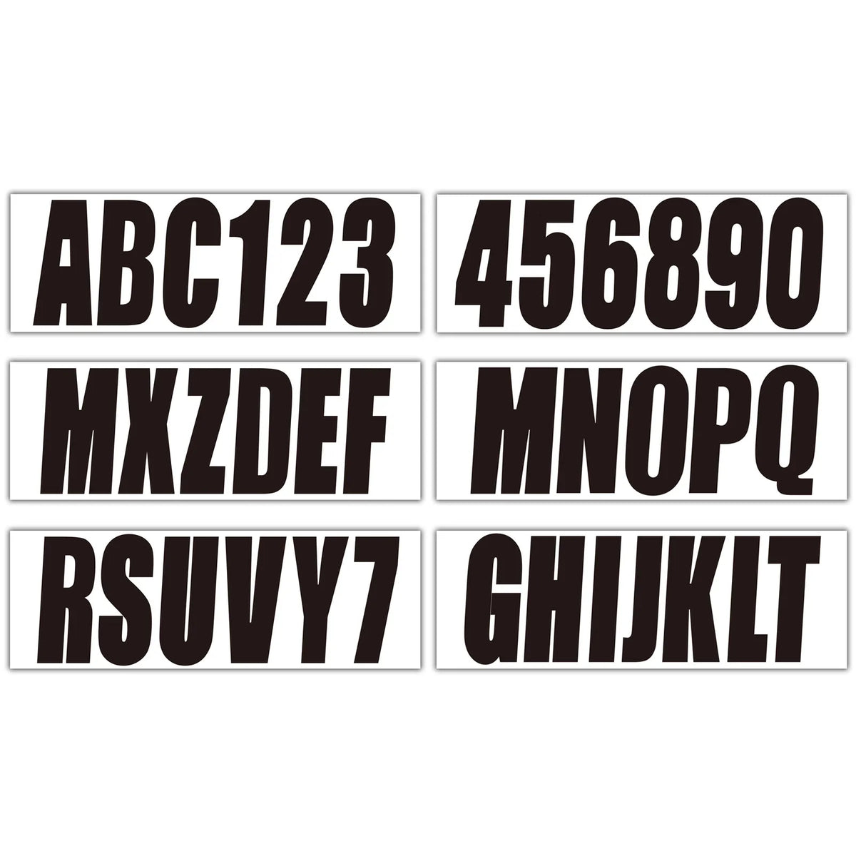 Set of 4 Black Personalized Decals for Boat Registration A-Z & 0-9