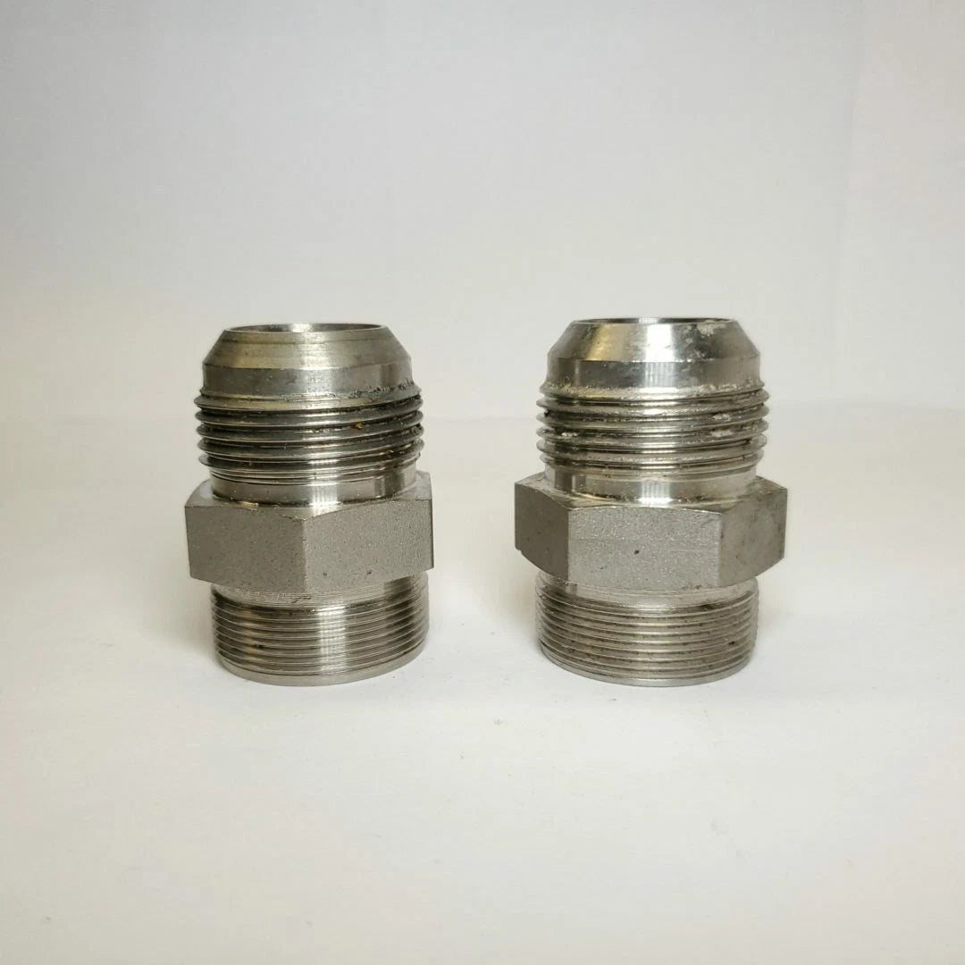 1" Male JIC X Male Precision NPT 316 Stainless Steel Hydraulic Fitting LOT OF 2