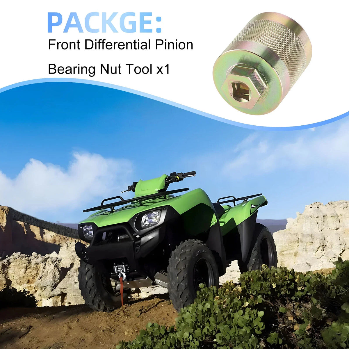 Front Differential Pinion Nut Tool for Kawasaki Brute Force 650 750 (2005–2023)