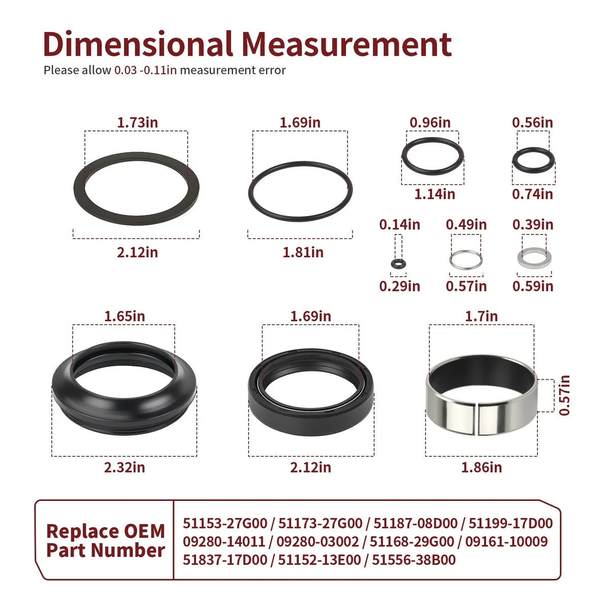 Fork Bushing Dust & Oil Seals Kit for Suzuki GSXR600 GSXR750 (2004–2005)