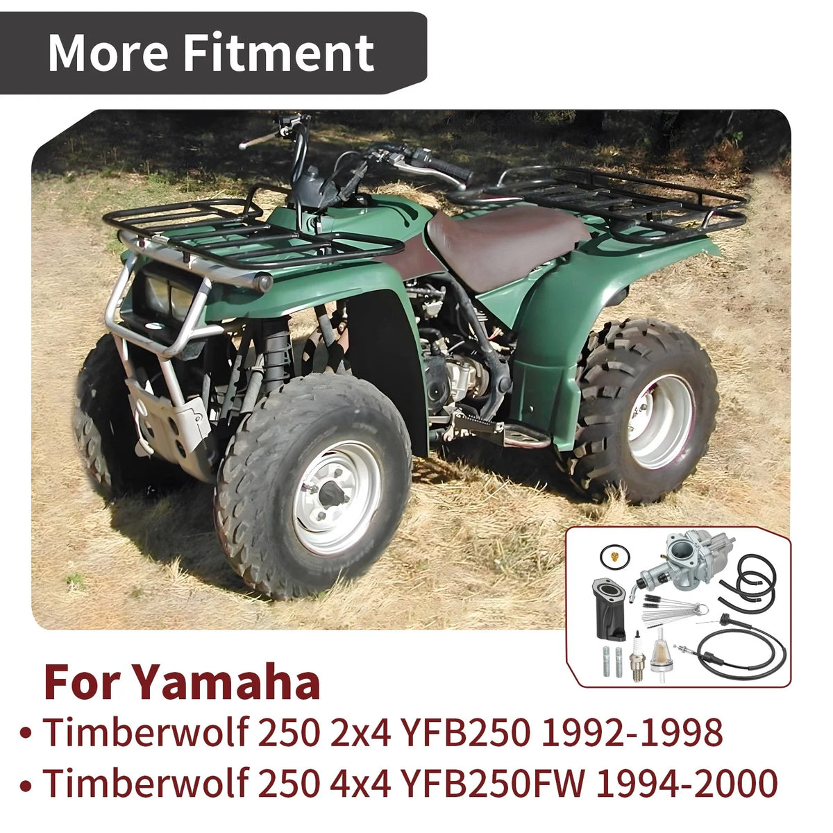 Carburetor Kit for Yamaha Timberwolf YFB250 (1992–2000) w/ Throttle Cable