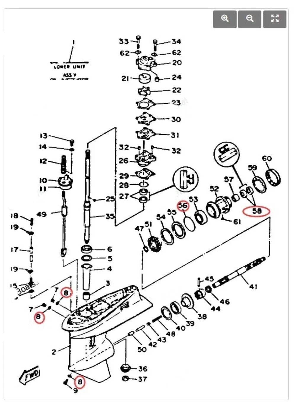 Propeller Shaft Seal Kit for Yamaha 55 HP (93101-22067, 91490-40030)