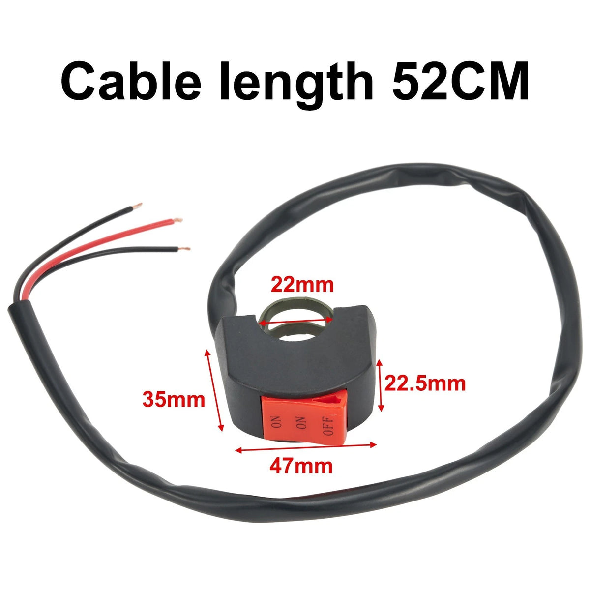 Easy to Operate ON/ON/OFF 22mm Motorcycle Handlebar Switch with LED Headlight