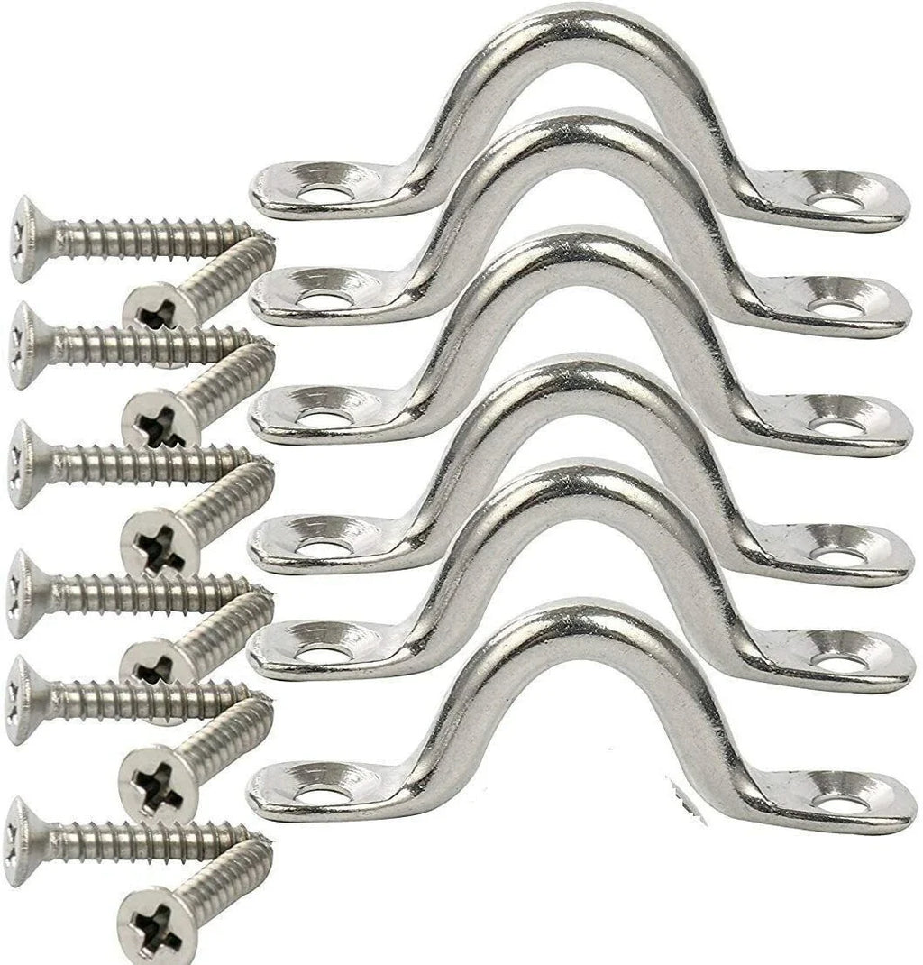 6 Pack Stainless Bimini Boat Top Pad Eye Tie Down Straps for Kayak (N/A)