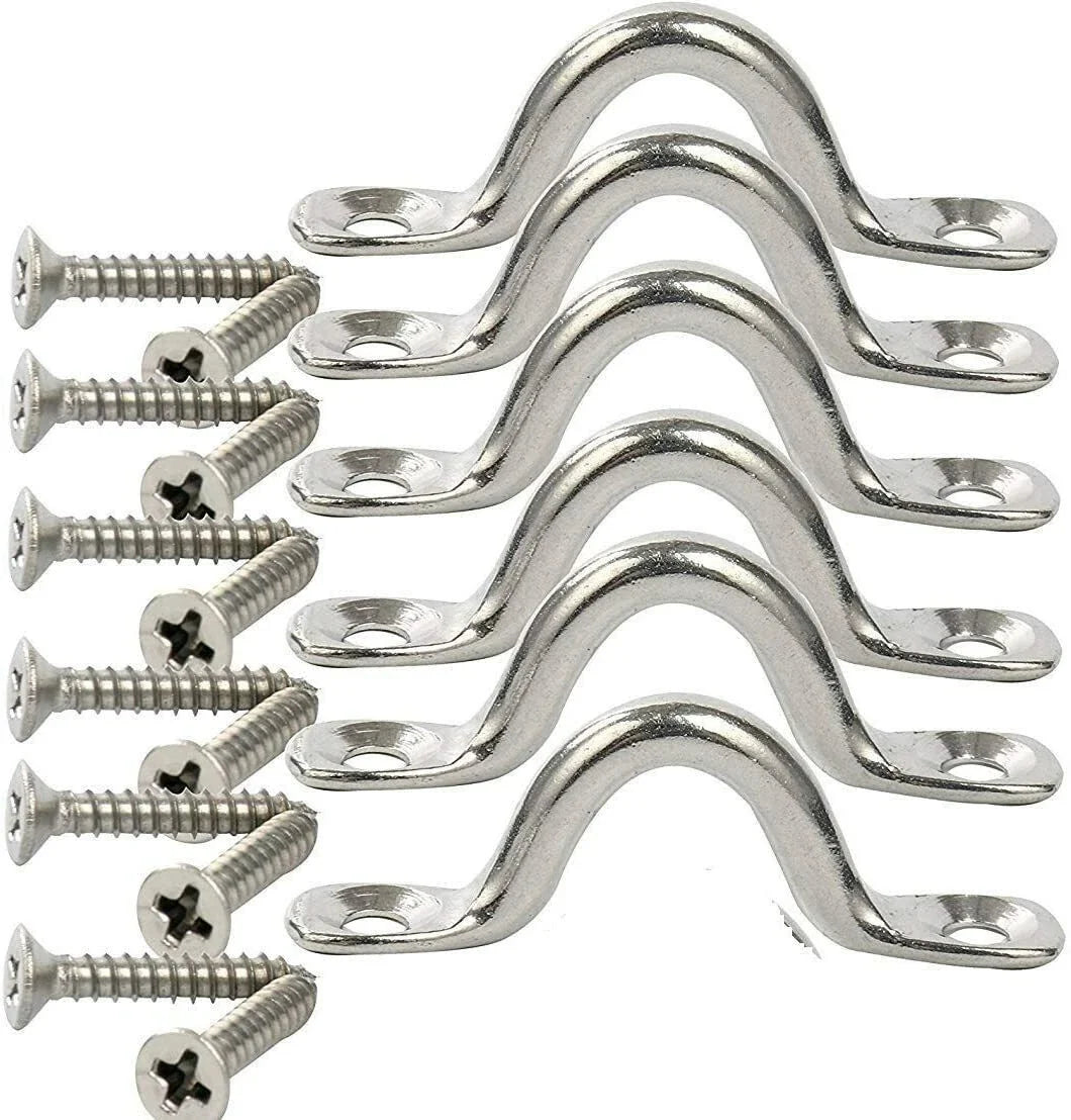6 Pack Stainless Bimini Boat Top Pad Eye Tie Down Straps for Kayak (N/A)