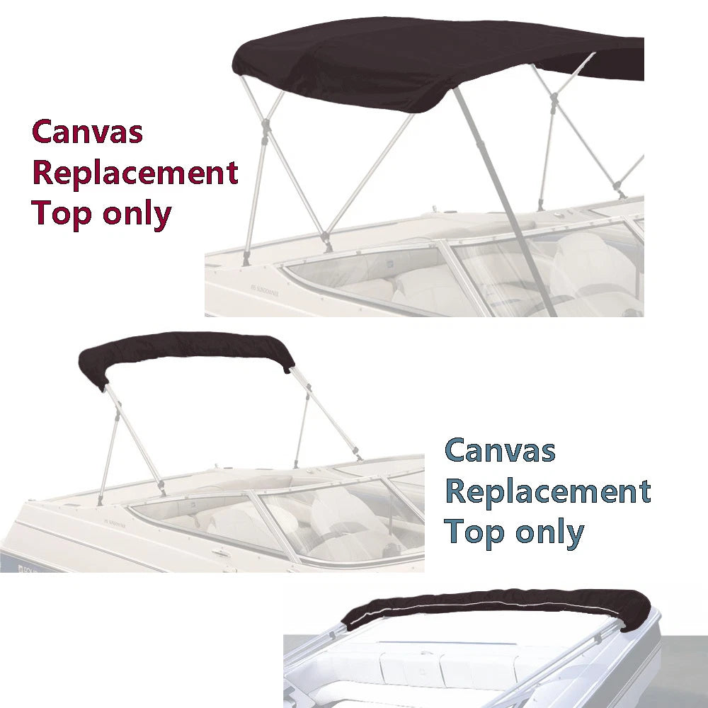 BIMINI TOP BOAT COVER CANVAS FABRIC BLACK with BOOT FITS 3BOW 72"L 46"H 85"-90"W