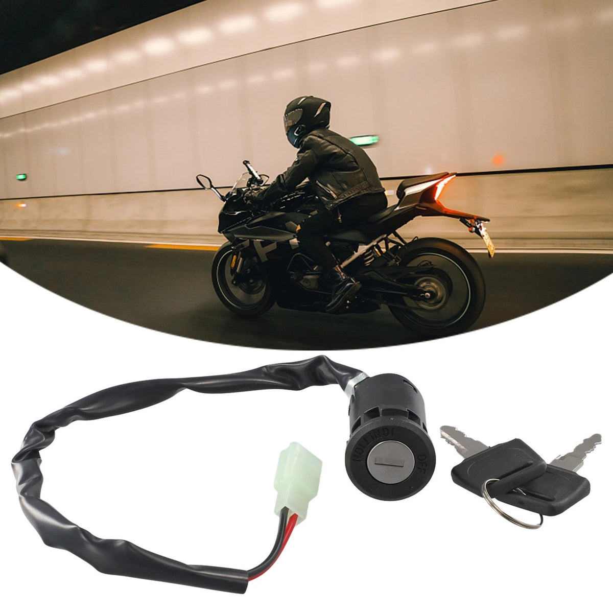 Ignition Key Switch for 2 Wire Electric Motorcycle On/Off Replacement