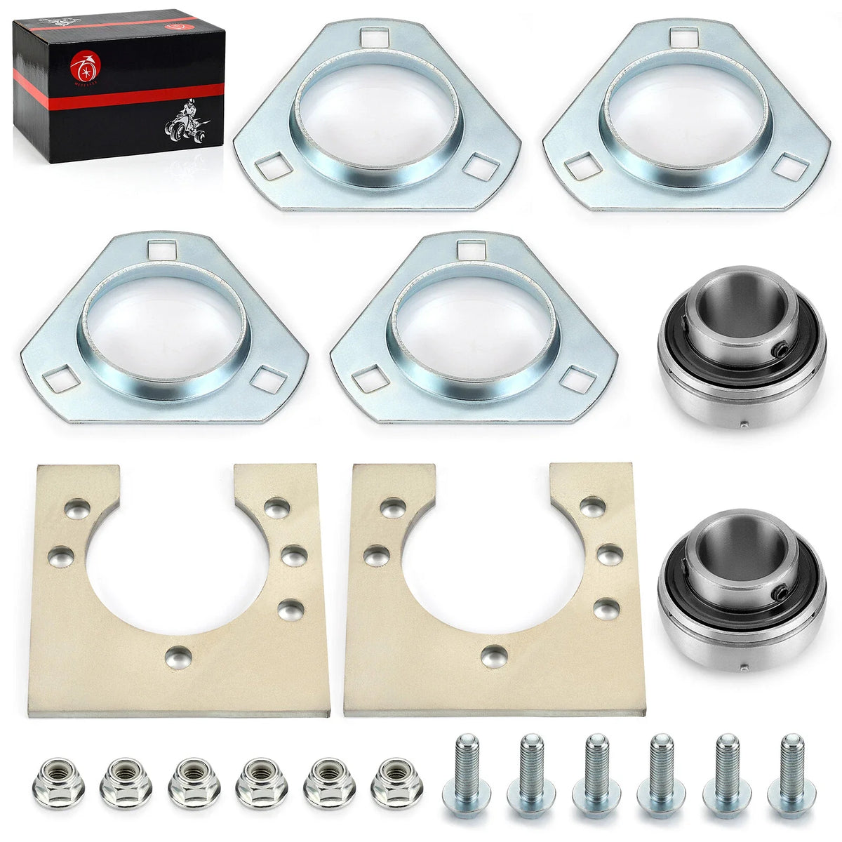 1" Live Axle Bearing Kit for Go-Karts Mini Bikes/Trikes/ATV (3 Hole)