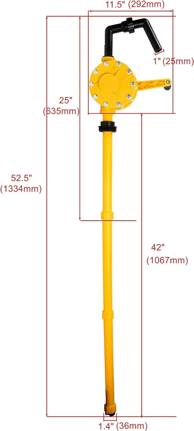 55 Gallon Hand Rotary Drum Pump for Diesel Fuel Oil Transfer