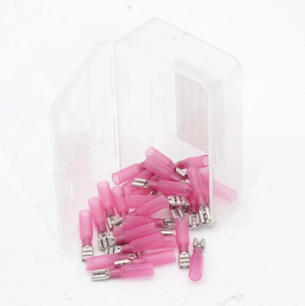 30-Pack Heat Shrink Push On Terminal for Marine 22-16 AWG