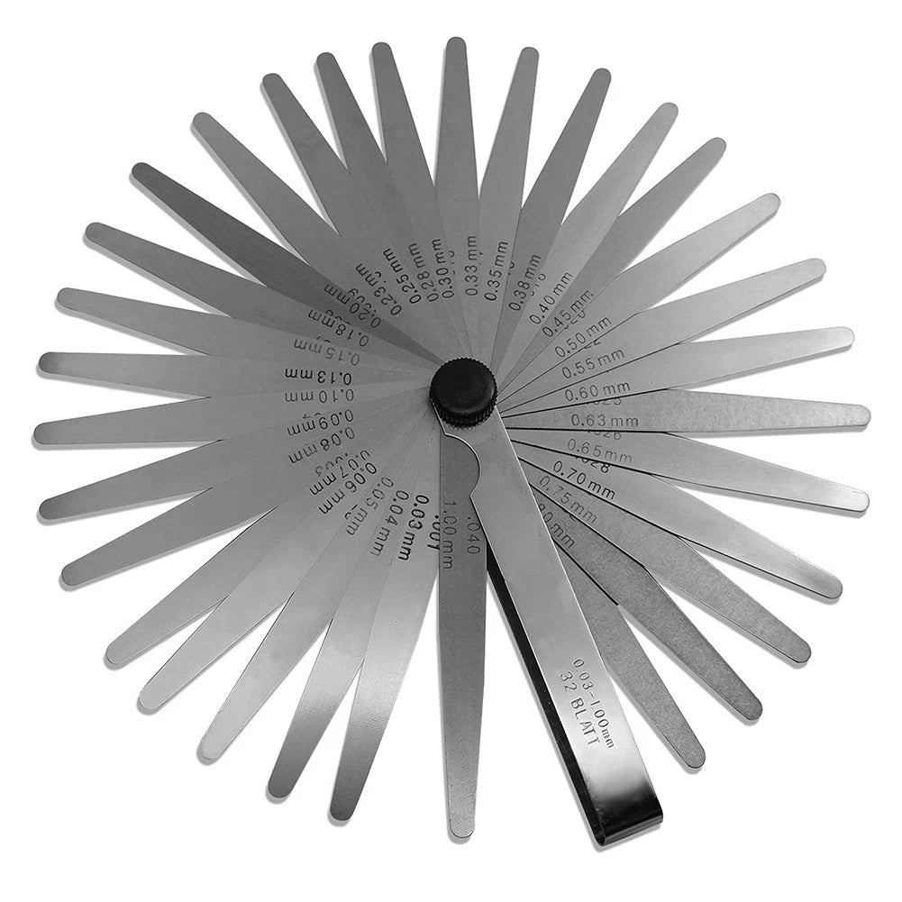 32 Pc Feeler Gauge Stainless Steel Measuring Tool Set 0.03-1.00mm