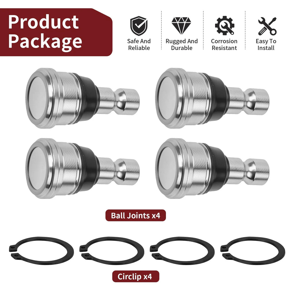 Set of 4 Upper & Lower Ball Joints for Polaris Ranger XP 1000 (2014–2017)