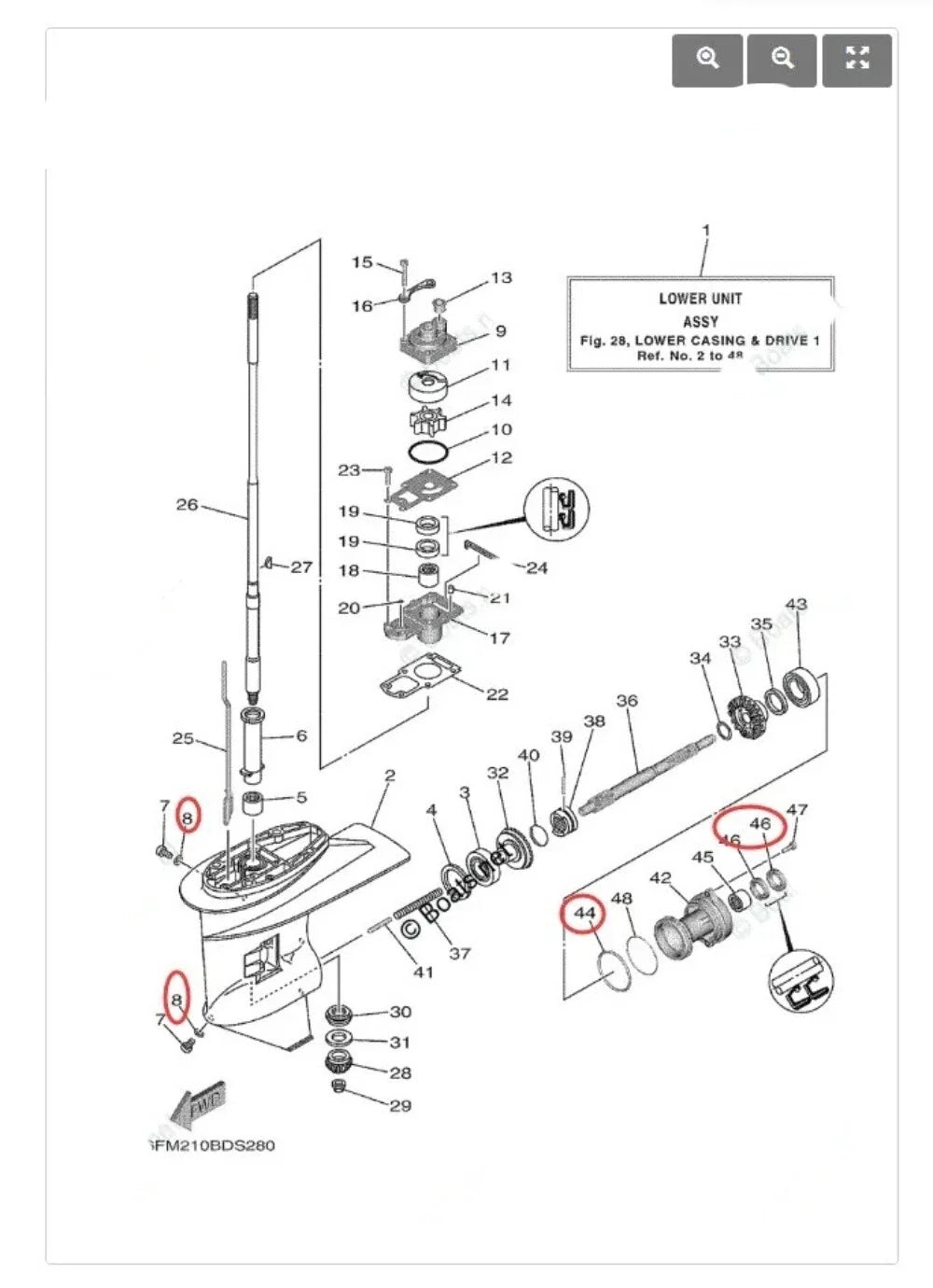 Seal Kit for Yamaha Propeller Shaft Lower Unit (93101-20M07, 93210-60MA3, 90430-08003)
