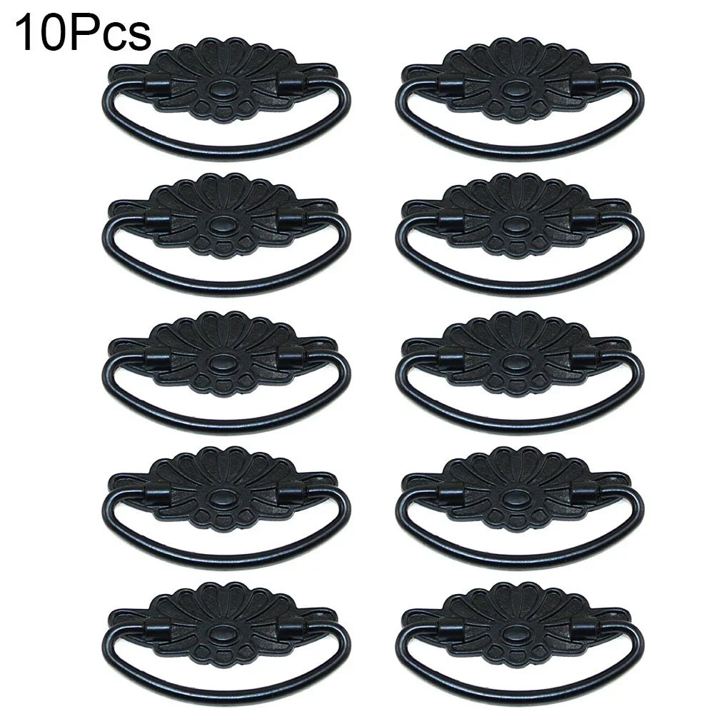 10X Black Vintage Door Pull Handle Knob Zinc Alloy for Cabinets