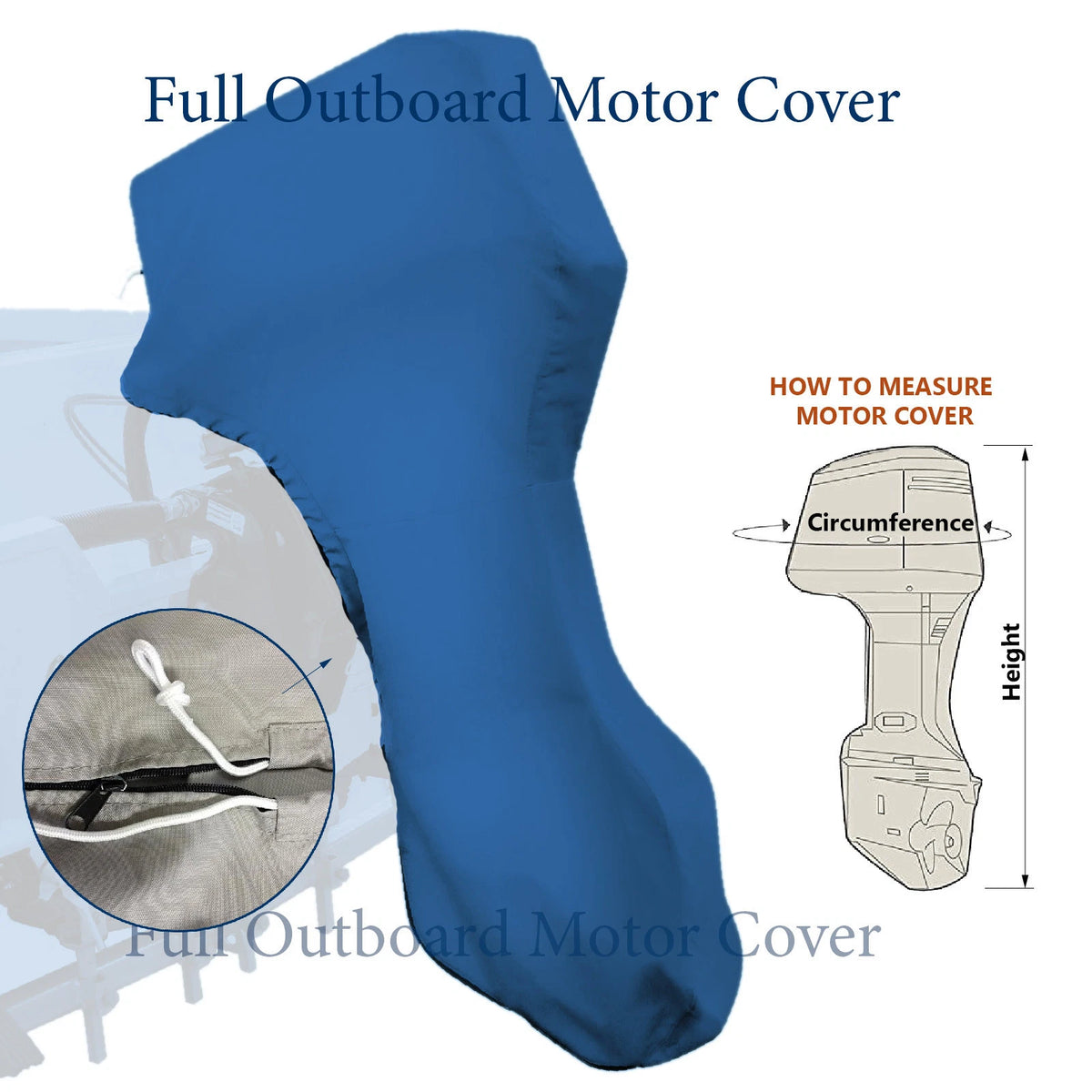 Boat Full Outboard Engine Motor Cover Fits Up to 6-10HP Blue Marine Grade Strong