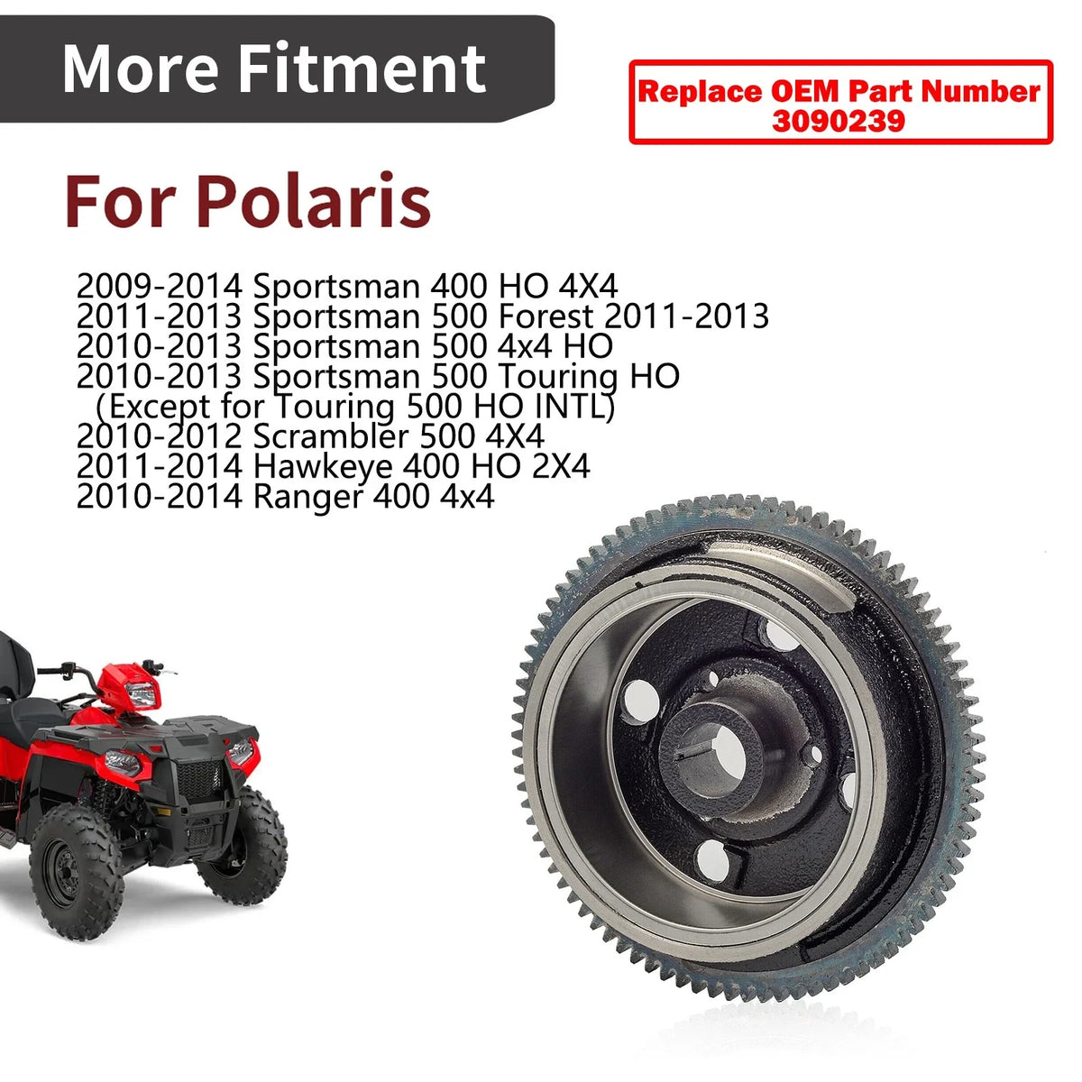 Magneto Rotor Flywheel #3090239 for Polaris Scrambler 500 4X4 (2010–2012)