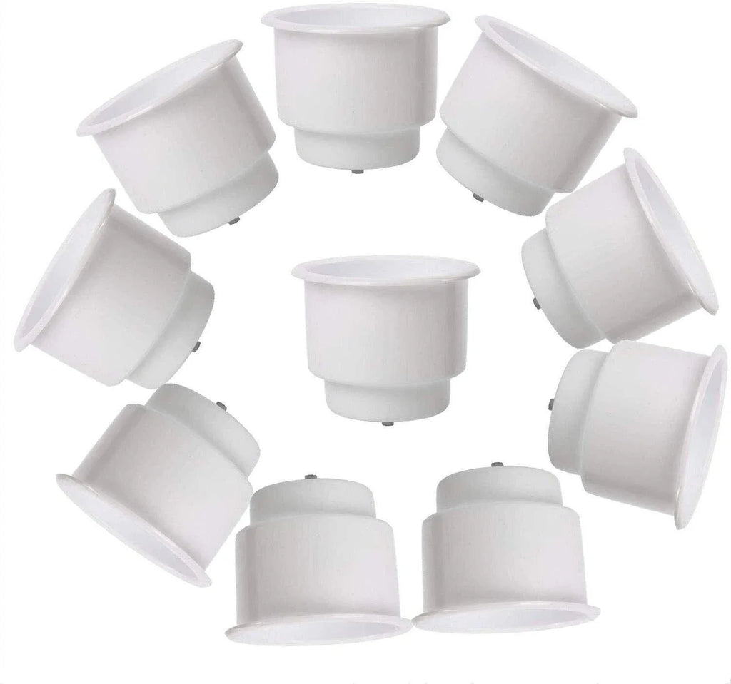 10Pcs White Recessed Plastic Cup Drink Holder with Drain for Boat