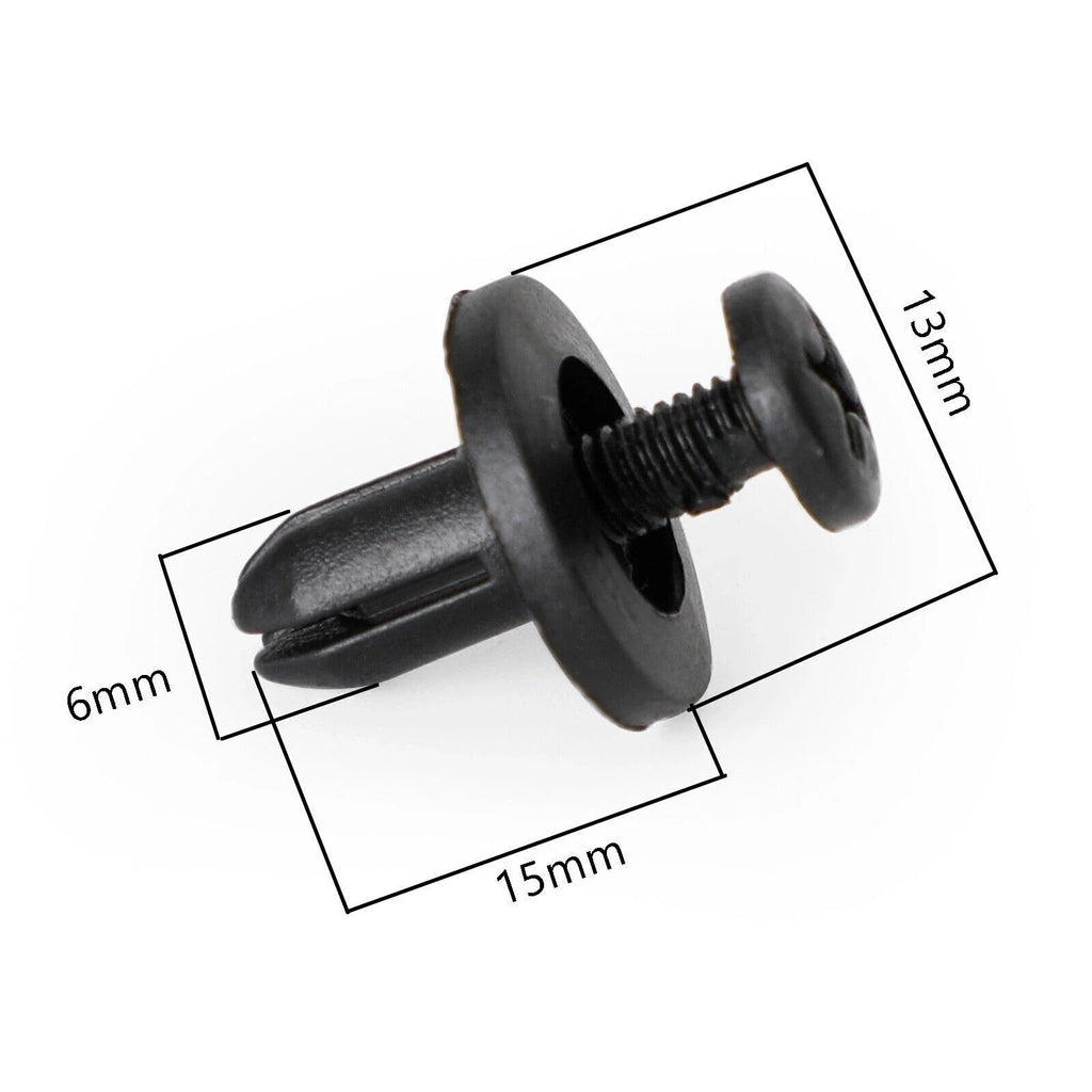 10 Pack Fairing Panel Trim Clips for Motorcycle U T9 (6mm)