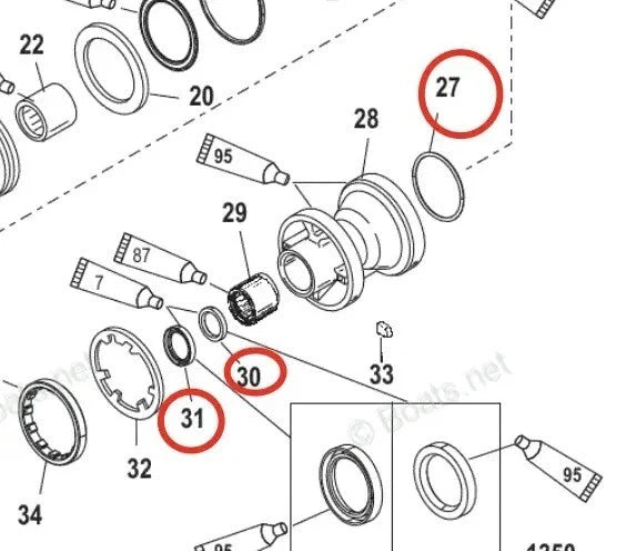 Lower Gearcase Propeller Shaft Oil Seal for Mercury (26-14077, 25-896524)