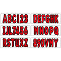 Set of 4 Red Custom Boat Registration Numbers A-Z & 0-9 Decals