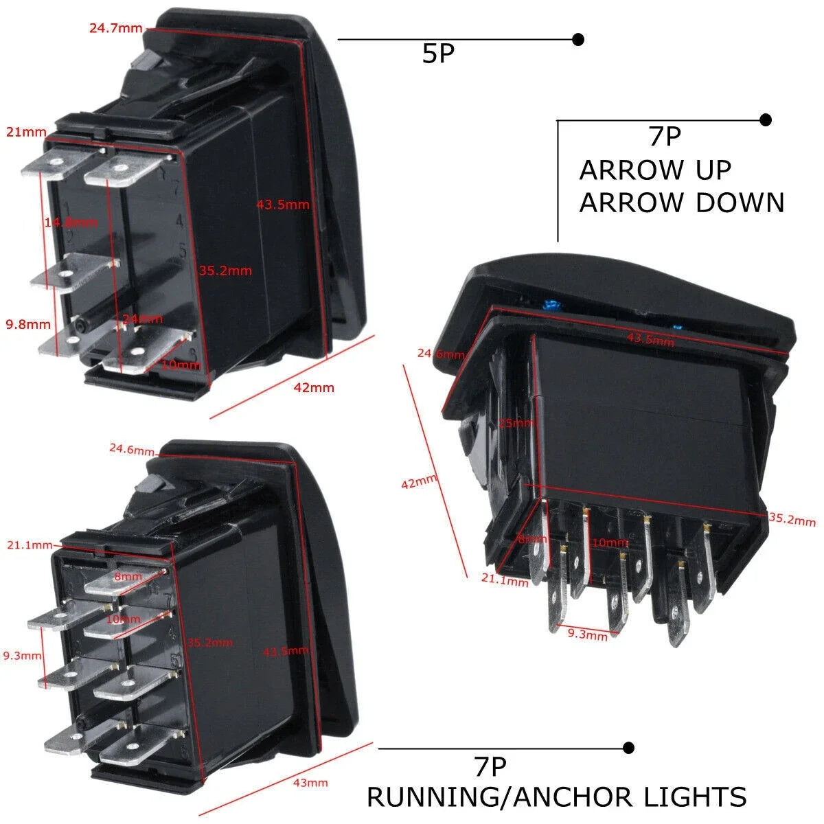 1X LED Rocker Switch for Boat Car Marine Dash (12V)