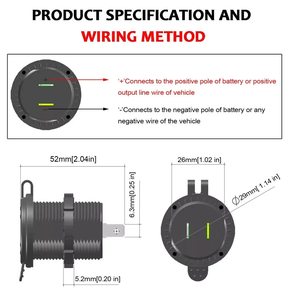 Cigarette Lighter Socket USB Charger for Car (Waterproof)