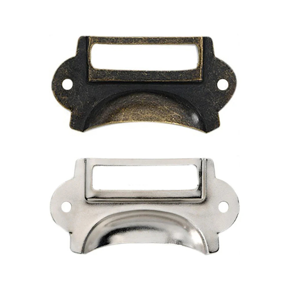 Set of 6 Drawer Cabinet Frame Label Tag Shell Pull Handles