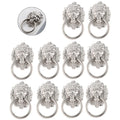 10X Silver Lion Head Door Pull Handle Rings for Cabinets & Drawers