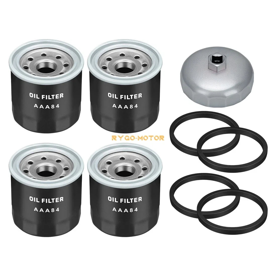 Set of 4 Oil Filters & Wrench for Kawasaki (49065-7010, 49065-2071, 49065-0724)
