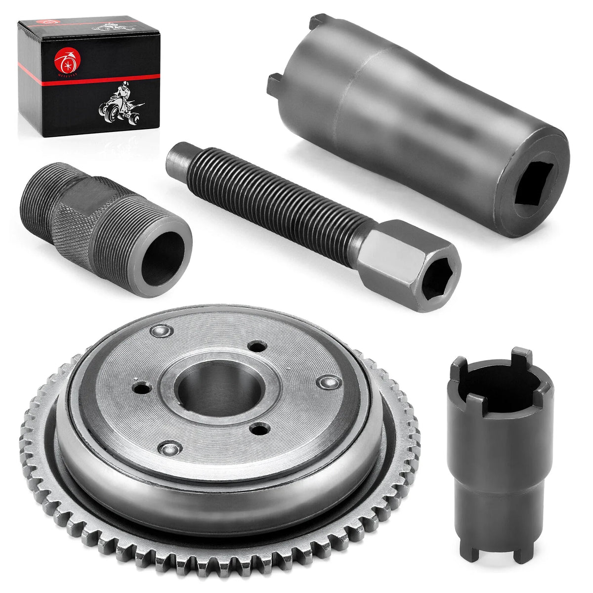 Magneto Flywheel Puller Tool & Starter Clutch for GY6 Scooter (125cc, 150cc, 152QMI)