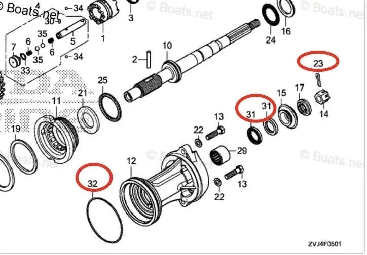 Lower Gearcase Seal Kit for Honda 200HP 225HP 250HP (91252-ZZ3-003 91351-ZX2-C00)