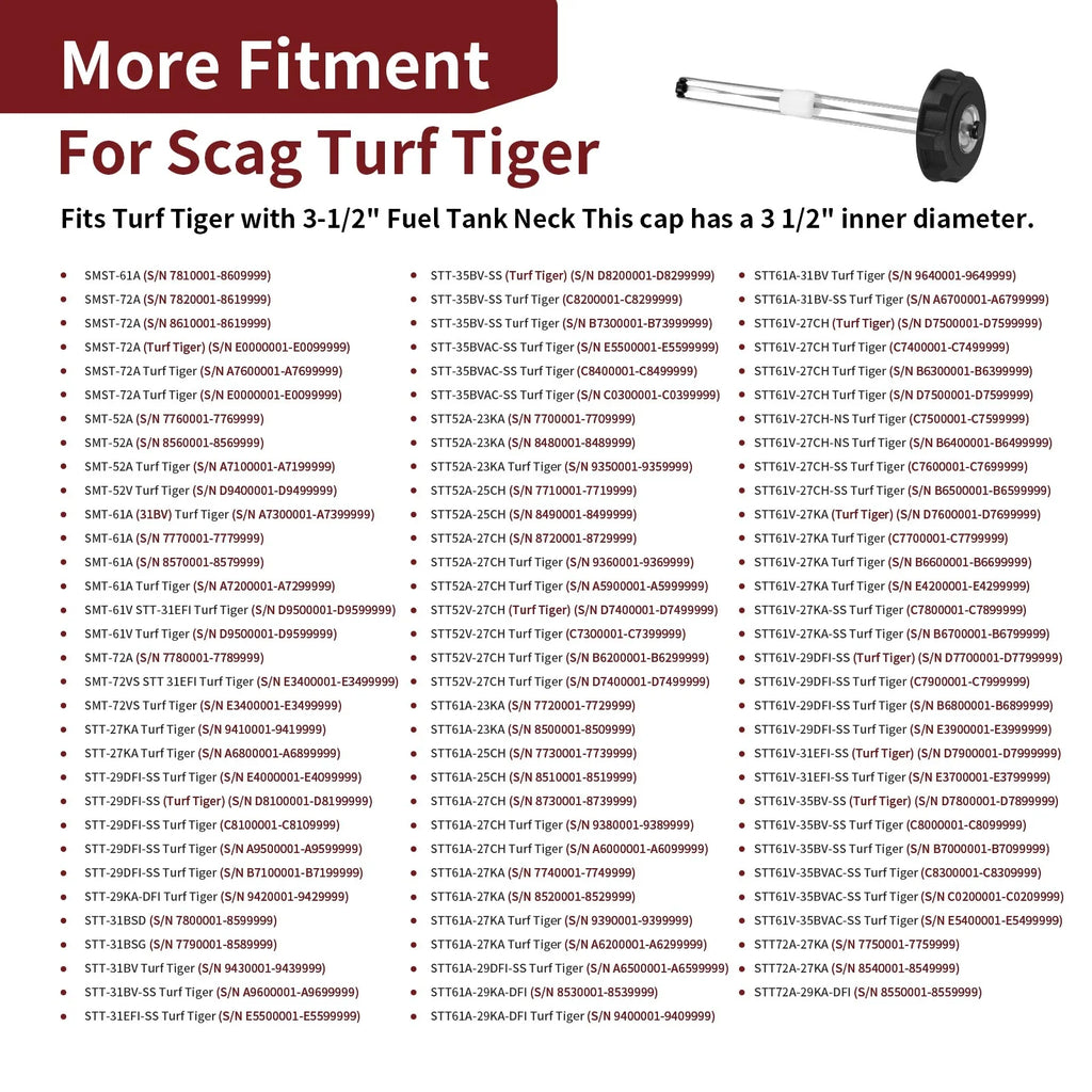 3.5 Inch Fuel Tank Cap with Gauge for Scag Turf Tiger (–) 482497 483788