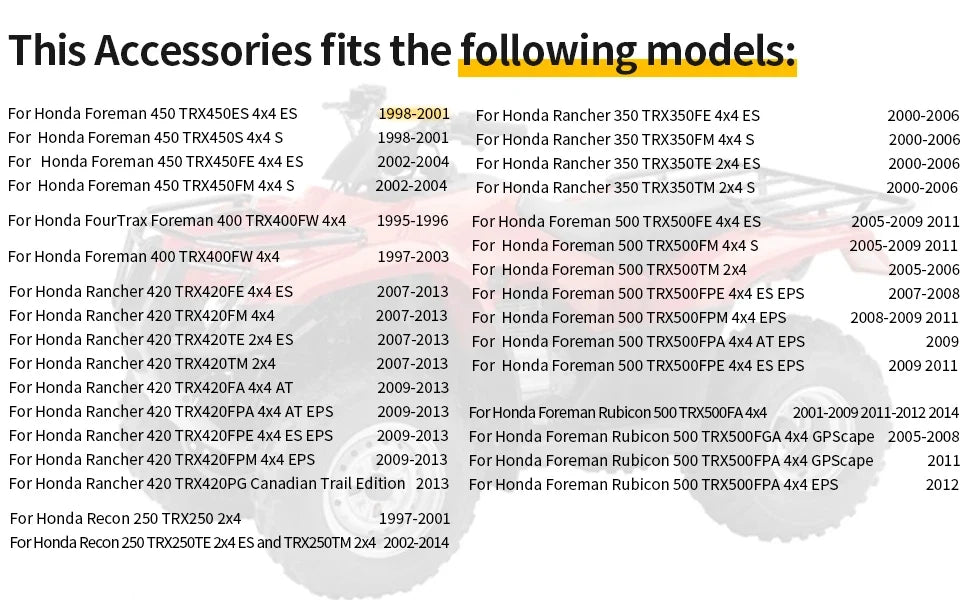Fuel Valve Petcock & Lever Screws for Honda Foreman TRX500 (2005–2011)