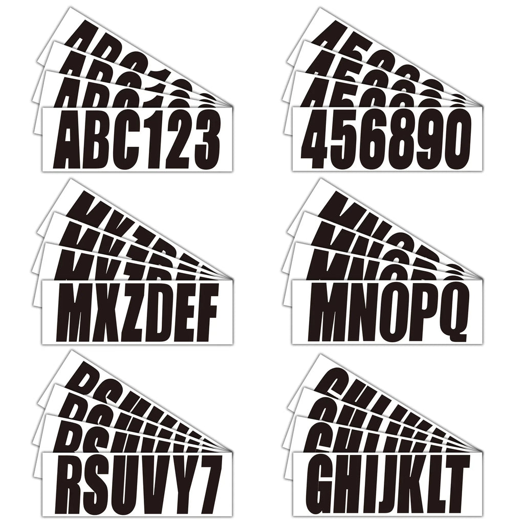 Set of 4 Boat Registration Letters & Numbers Stickers A-Z 0-9 (Black)